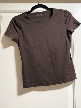 aerie Short Sleeve Crewneck Tee in Chocolate Brown